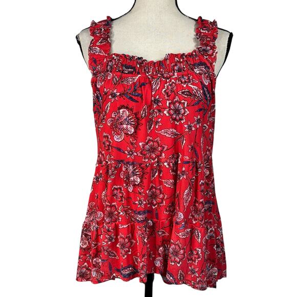 Maurices Large Top Floral Hi-Low Hem Sleeveless Stretch Lined Tiered Square Neck - Picture 1 of 10